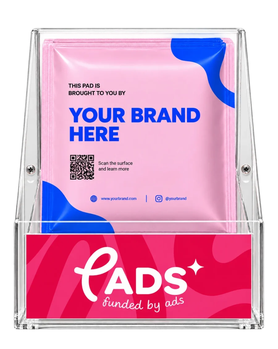 A P(ADS) stand on a washroom wall